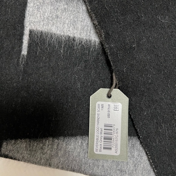 NWT ALLSAINT Dual 100% Wool Scarf in Grey/Black - Picture 6 of 9